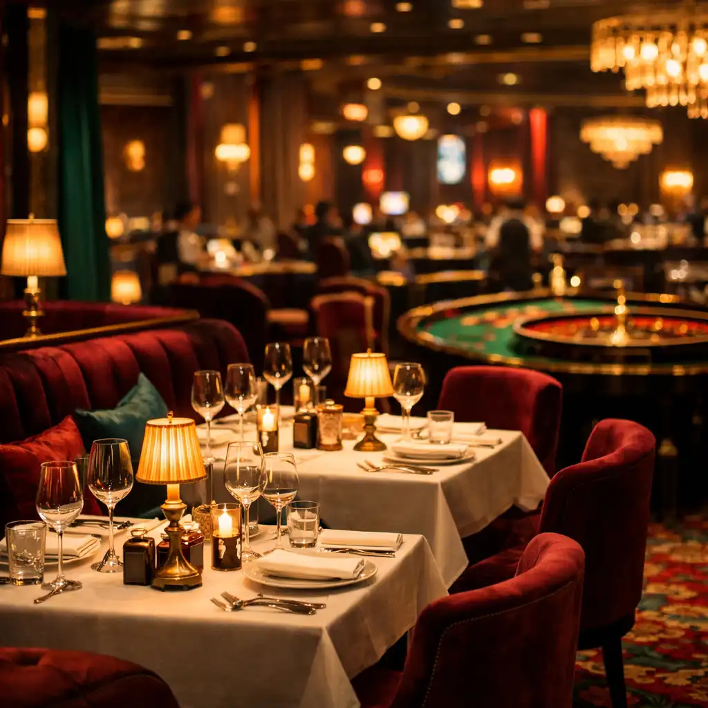 Ambiance élégante du restaurant Maiso Naux Saveurs à l'intérieur du casino hors ligne