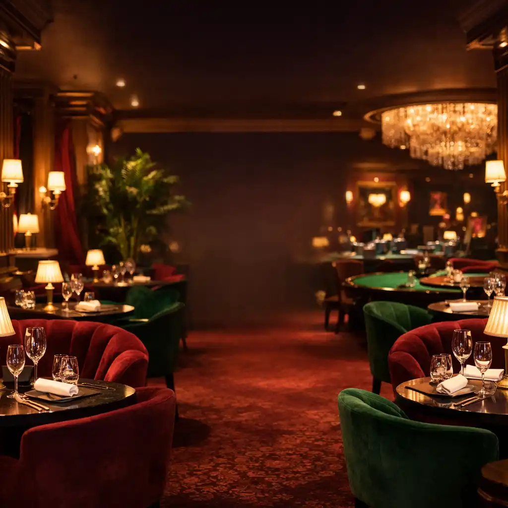 Intérieur élégant du restaurant avec banquettes en velours